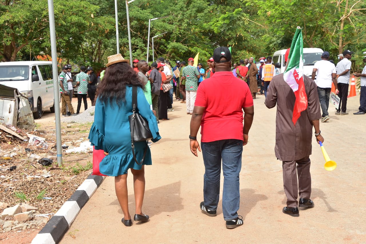 PHOTOS Labour Unions Shut Down NERC Head Office DisCos Over Tariff