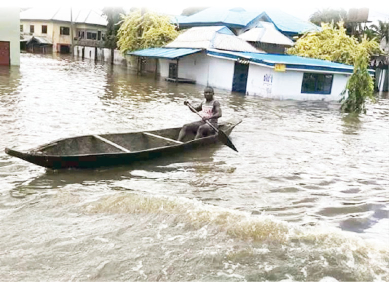 Flood: Bayelsa residents now access homes on canoes