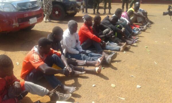The suspects paraded by the Army today.