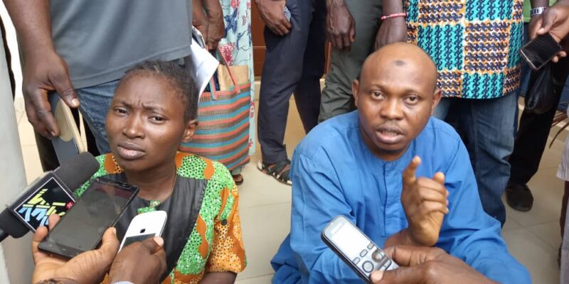 L - R: The suspects - nurse attendant Fatima Suleiman and the Islamic cleric, Salahudeen Ibrahim paraded today by the Police in Kwara state.