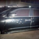 The bullet ridden SUV Jeep belonging to Ikwerre Local Government Area of Rivers State.