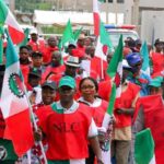 NLC Protesters on a rally along Gashua road, Damaturu on Tuesday.