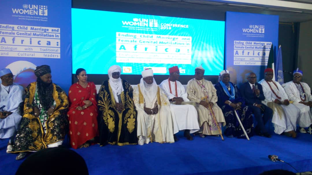 African traditional and religious leaders addressing the press at the UN Women dialogue to end child marriage and female genital mutilation in the continent. PHOTO BY: OPEYEMI KEHINDE.