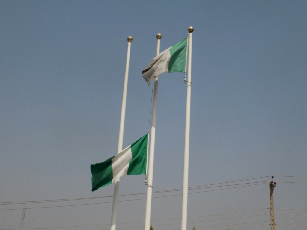 Flags at half mast in honour of late Alhaji Shehu Shagari has directed by President Muhammadu Buhari in Abuja yesterday. PHOTOS BY: Felix Onigbinde.