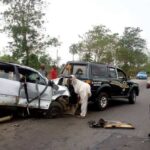 The accident scene along Abeokuta - Sagamu road in Ogun state on Sunday.