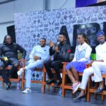 CEO X3M Ideas, Steve Babaeko, CEO Peaceville Entertainment, Ernest Audu; Nigerian Comedian/Actor Bright Okpocha (a.k.a.Basketmouth); MTV Base VJ, Folu Storms; CEO & Founder of BlackHouse Media Group, Ayeni Adekunle; and Senior Channel Manager, Solafunmi Oyeneye at the VIMN Africa Social Media Week session held in Lagos.