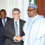 L-R: Aliko Dangote, Bill Gates and President Muhammadu Buhari during Mr. Gates visit to Nigeria in 2018.