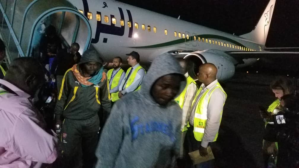 The returnees on arrival via Al Buraq Air flight on Tuesday night. PHOTOS BY: Abdullateef Aliyu