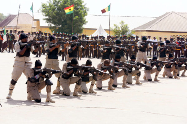 The Combat Squad of the Nigeria Immigration Service during the 44th Superintendents’ Basic Course passing- out parade in Kano yesterday Photo: Sani Maikatanga