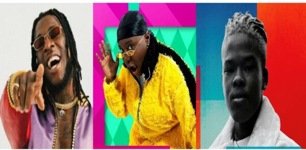 L - R: Burna Boy, Teni and Nasty C were among the nominees for the 2019 MTV EMAs' Best Africa Act category.