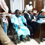 Former Chairman, Pension Reform Task Team, Abdulrasheed Maina (on a wheel chair), during his appearance at the Federal High Court in Abuja for the hearing of his bail application yesterday Photo: John Chuks Azu