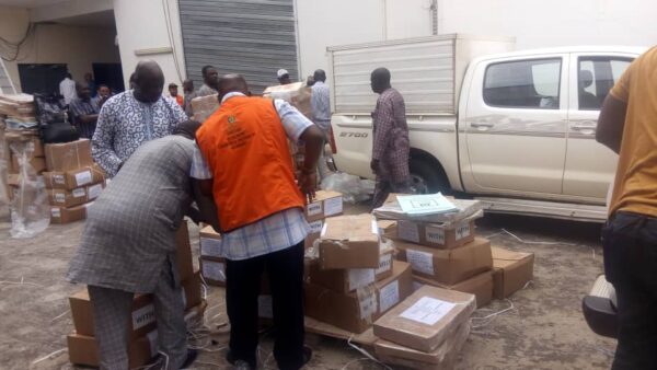 Sensitive materials being despatched by INEC from the CBN Office in Lokoja on Thursday. PHOTOS BY: Itodo Daniel Sule