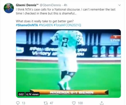 Screenshot of one of the tweet reactions by a Nigerian on Twitter, Gbemi Dennis. PHOTO CREDIT: @GbemiDennis