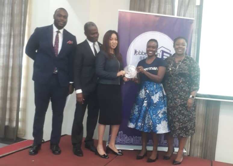 Jobberman’s CEO, Hilda Kabushenga Kragha (second right), on Thursday while presenting the 2019 edition of the annual Jobberman Best 100 companies to work for in Nigeria report in Lagos.