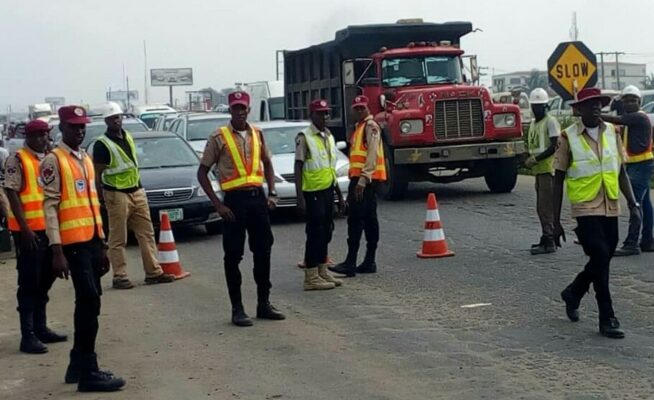 FRSC about to open Kara Bridge on Lagos-Ibadan Expressway to traffic on Sunday in Lagos. PHOTO CREDIT: NAN.