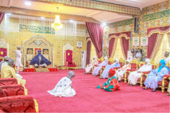 Emir Bayero receives guests at the palace