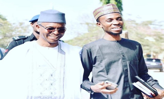 Bello (Right) with his father, Governor Nasir El-Rufai of Kaduna state.