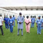 Governor Babajide Sanwo-Olu opened the 110-bed space COVID-19 isolation centre inside Onikan Stadium, Lagos.