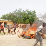 Residents protest over the spate of insecurity as armed men killed one person and injured several others at Jibia Local Government Area of Katsina State yesterday