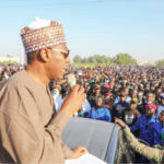 Borno State Governor, Prof. Babagana Umara Zulum addresses about 9,000 volunteers who have been fighting alongside the Nigerian armed forces to contain Boko Haram insurgency in the state, in Maiduguri yesterday