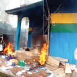 File photo: A police station was set ablaze by some of the protesters at Ugbekun in Edo State