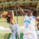 Action recorded in the 2019 Zenith bank Women’s basketball match between Air Warriors and Customs at the Indoor Sports Hall of the National Stadium Surulere, Lagos