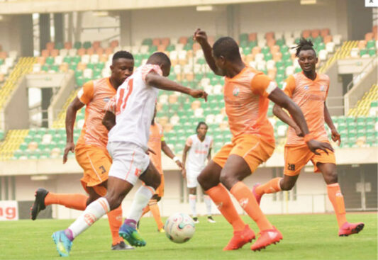 Akwa United and Dakkada FC battling it out at the Nest of Champions in the NPFL game last season