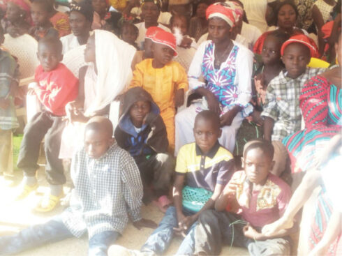 Some of the children at the scene of the Christmas celebration for IDPs