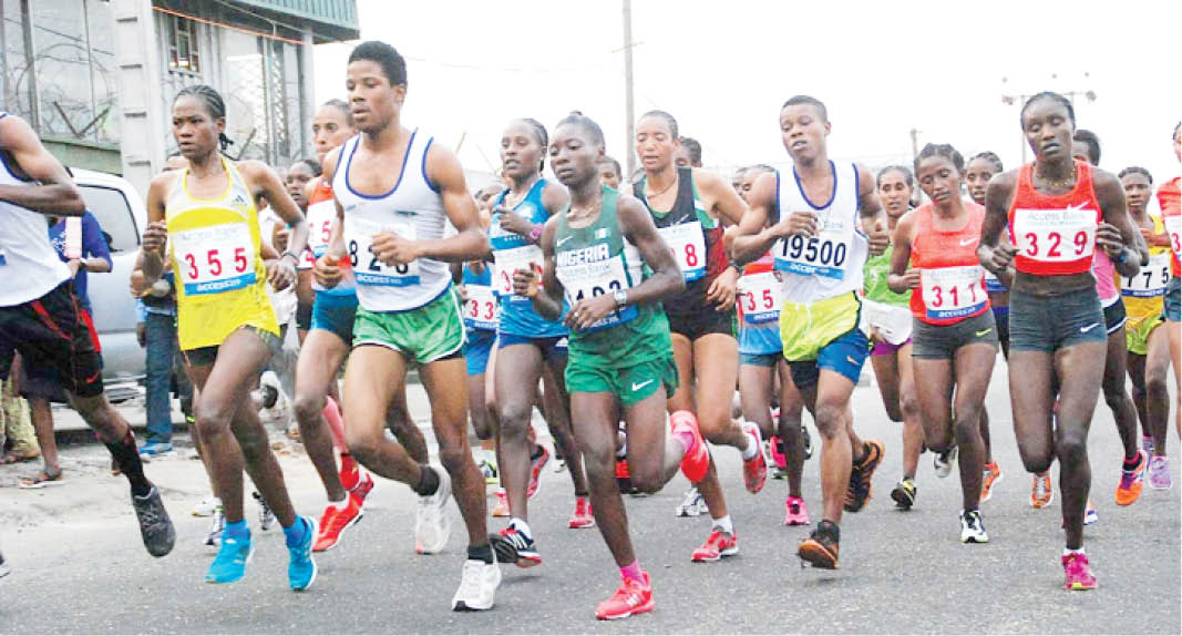 FILE PHOTO: Marathon runners during a long distance race