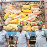 Consignment of smuggled rice seized by men of the Nigerian Customs Service in Lagos