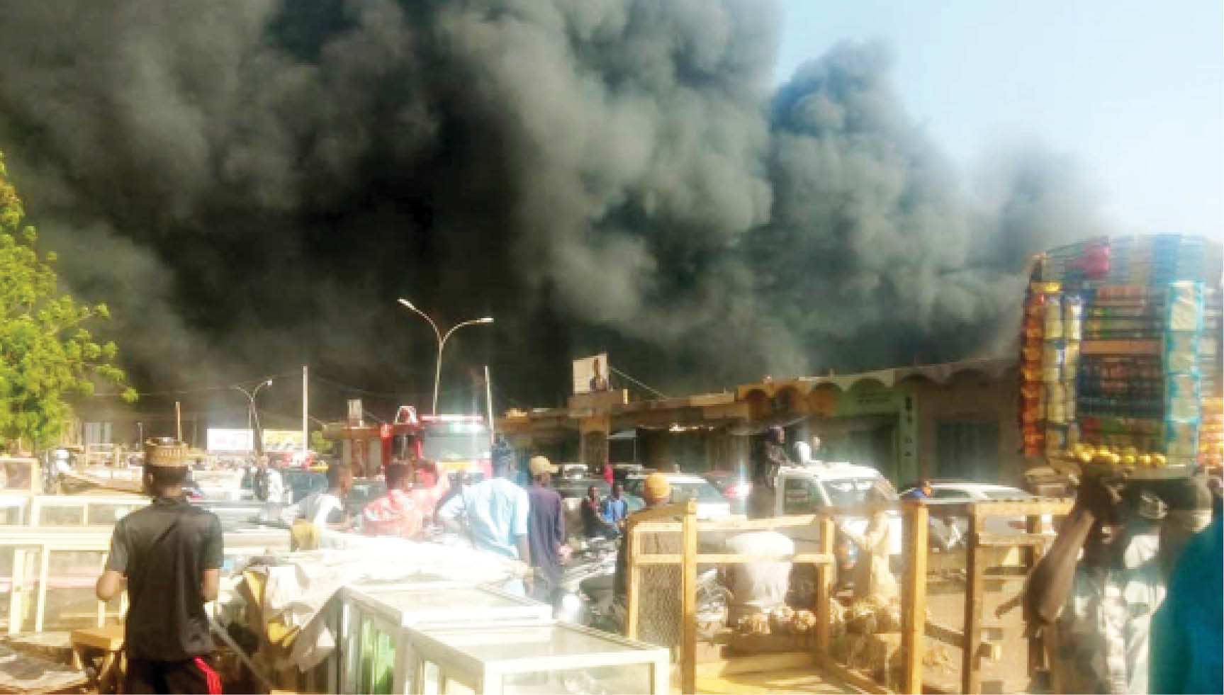 Scene of Sokoto Central Market fire incident yesterday