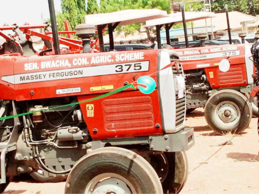 The tractors donated by Senator Emmanuel Bwacha to his constituents
