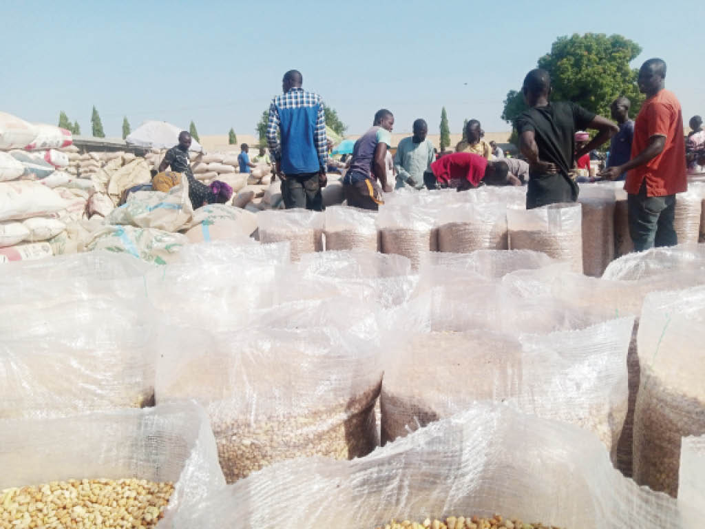 Beans at the Auta-Balefi Beans Market along Abuja-Keffi highway, on Monday