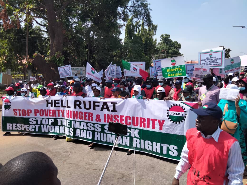 State secretariat shut as NLC takes over Kaduna streets