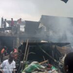 FILE PHOTO: Fire guts Lagos auto spare parts market