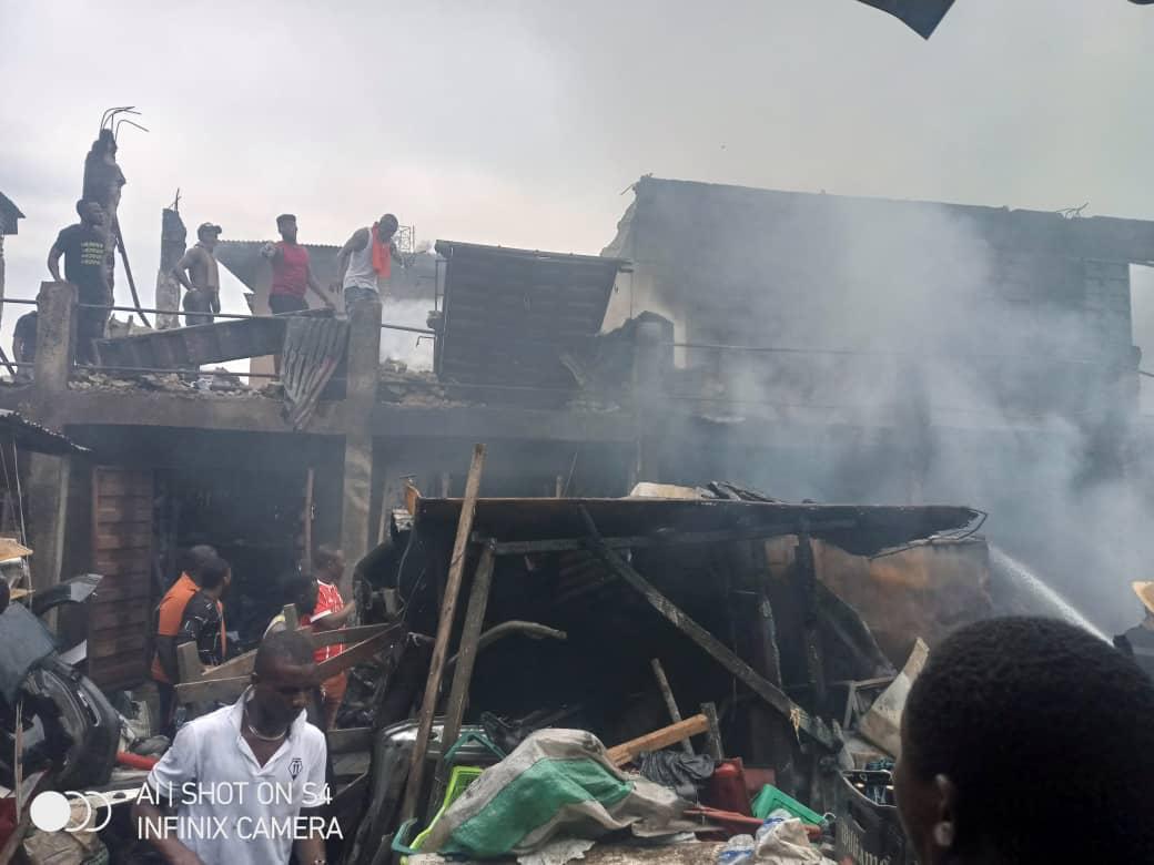 FILE PHOTO: Fire guts Lagos auto spare parts market