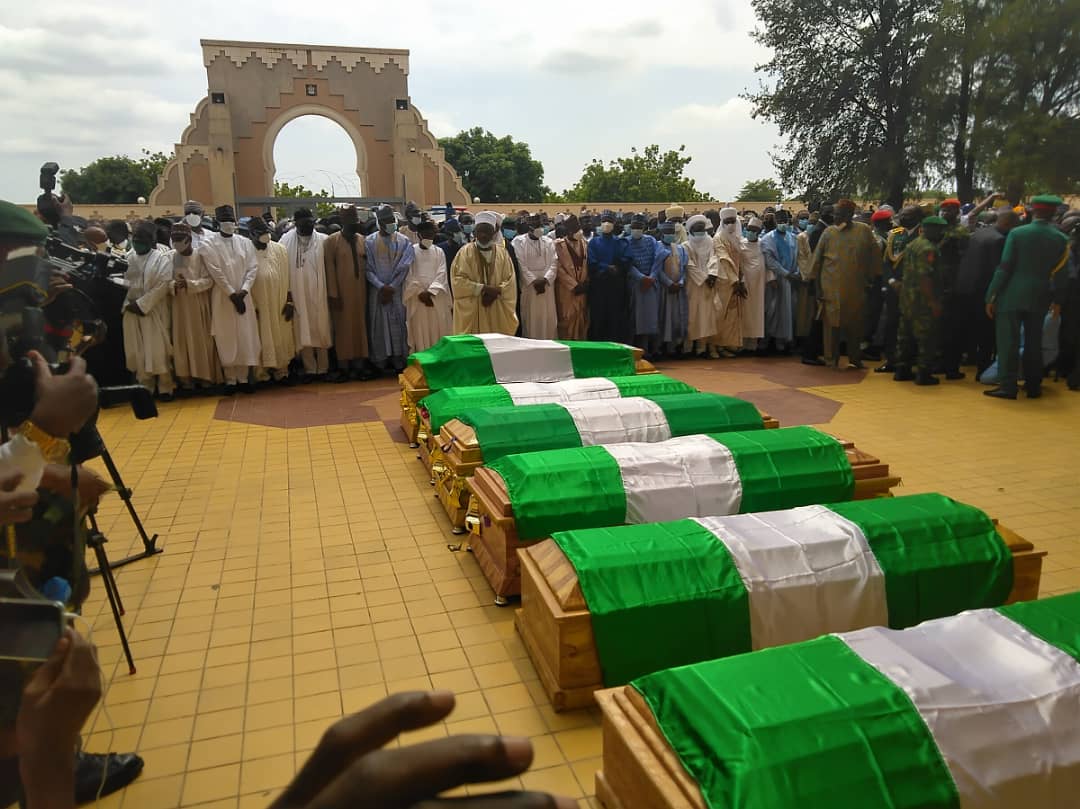 PHOTOS: Bodies of the late Chief of Army Staff and others at National Mosque, Abuja