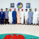 Southern governors at the end of their security meeting held at the Delta State Government House yesterday. Photo: Govt House Enugu