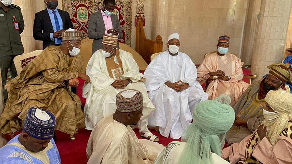 Governors storm Emir of Kano’s palace to perfect plans for Buhari’s son’s wedding