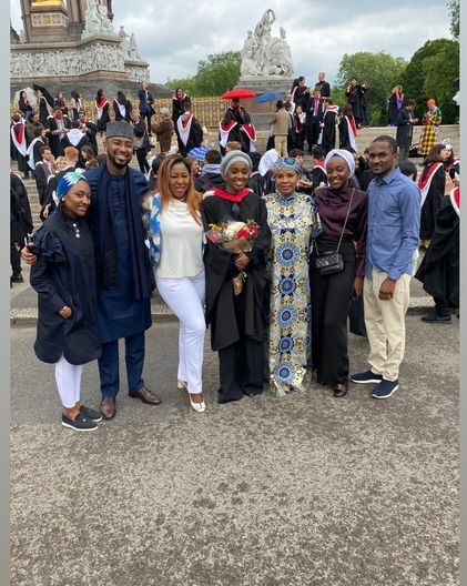 PHOTOS: Buhari’s children storm London for sibling’s convocation