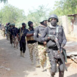Special Boat Service personnel of the Naval Base Lake Chad on a clearance operation around Baga, Borno State, recently