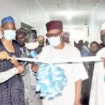 From left: Chairman, Daily Trust Foundation, Alhaji Bilya Bala; former Managing Director/Chief Operating Officer, Media Trust Limited, Chief Isiaq Ajibola; Director (Africa), MacArthur Foundation, Dr Kole Shettima and a member of the Board of Daily Trust Foundation, Malam Umar Abdullahi, cutting the tape during the commissioning of Daily Trust Foundation Training Hall at Media Trust Limited headquarters in Abuja yesterday