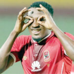Super Eagles fringe striker, Junior Ajayi celebrates after scoring for Egyptian giants, Al Ahly