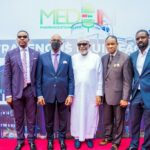 MD, MED-IN Dr. Tola Awosika; H.E Governor of Ogun State, Dapo Abiodun; HE Governor of Ondo State, Rotimi Akeredolu; Chairman, MED-IN Dr. Olubayode Awosika & Mr Babatunde Ladipo recently at the commissioning of MED-IN Pharmaceuticals in Ogun State