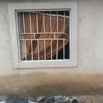 A burglary window shattered by kidnapppers after they invaded the house and abducted two occupants in Anguwar Kwankwashe in Suleja, Niger state on Monday. Photo: Abubakar Sadiq Isah