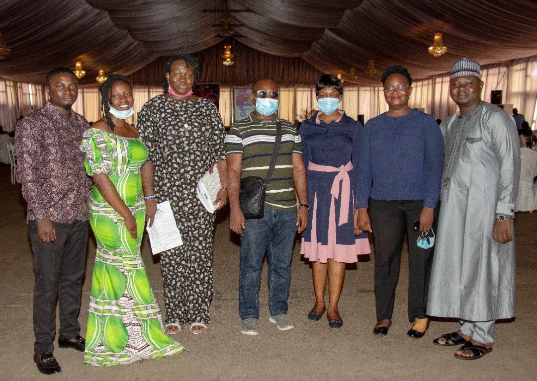 The President of Deaf Women Aloud Initiative (DWAI) Mrs Hellen Beyioku Alase (3rd left) and other Facilitators at the Deaf Women Inclusion Summit at Ibeto Hotel, Abuja on Tuesday.