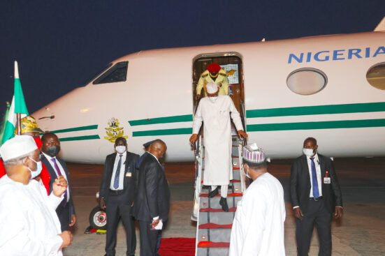 President Muhammadu Buhari returns to Abuja from Saudi Arabia . PHOTO; SUNDAY AGHAEZE.OCT 29TH 2021