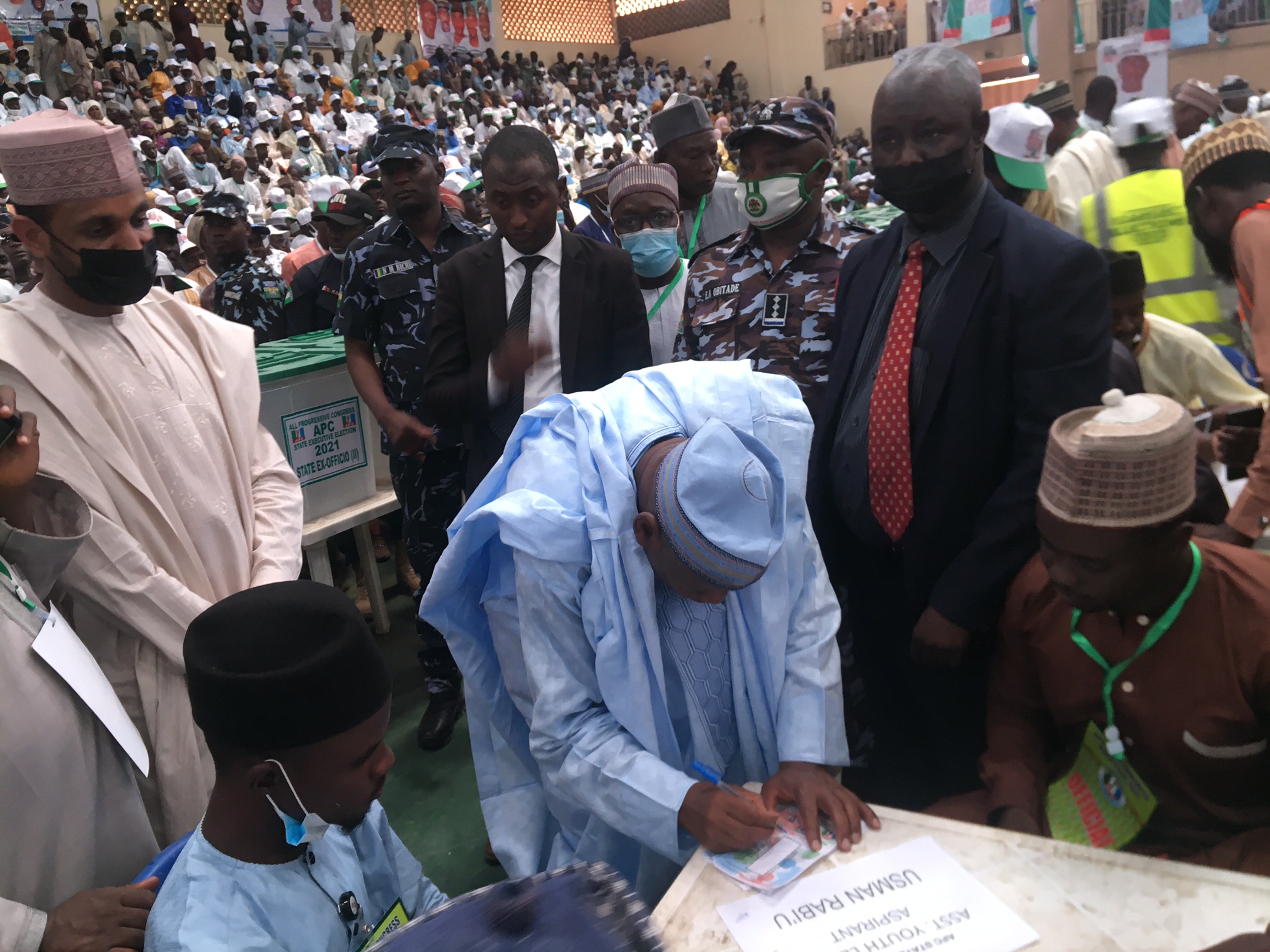 Kano State Governor, Abdullahi Umar Ganduje, cast his vote during the APC State Congress in Kano