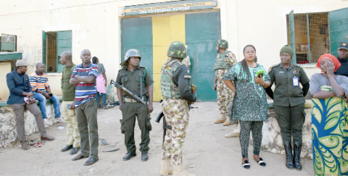 FILE PHOTO: Security operatives from Operation Safe Haven at the Medium Security Custodial Centre in Jos which was recently attacked by gunmen