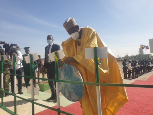 Kano State Governor, Dr Abdullahi Umar Ganduje laying the wreath at the Armed Forces Remembrance Day commemoration